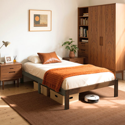 12 Inch Solid Wood Platform Bed Frame，Wooden Bed Frame with No Box Spring Needed