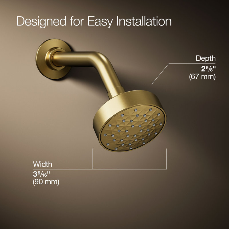 Awaken G90 Single-Function Full/Standard Fixed Shower Head, Vibrant Brushed Moderne Brass,  1.75 GPM