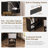 Corner Vanity Desk Set With Charging Station, Glass Top, Removable Storage Cabinet & Cushioned Stool, Black-1728816678