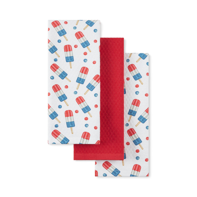 MARTHA STEWART Americana Stripesicle Kitchen Towel Set, Red/White/Blue