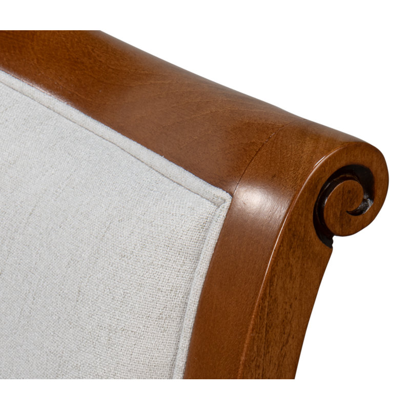 Walnut Wood and Cream Upholstered Side Chair