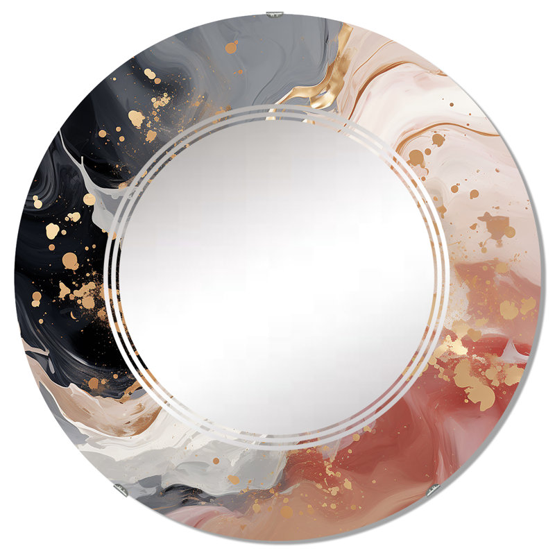 Tatoro - Miroir mural moderne rond, 32 po x 32 po
