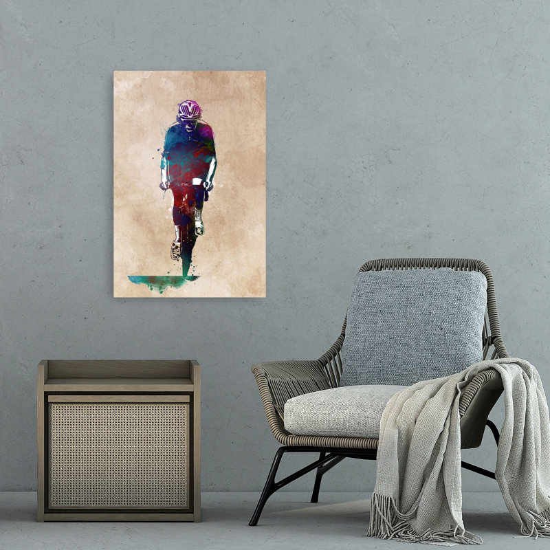 «Vibrant Cycling Athlete», art mural contemporain, 36" H x 24" W