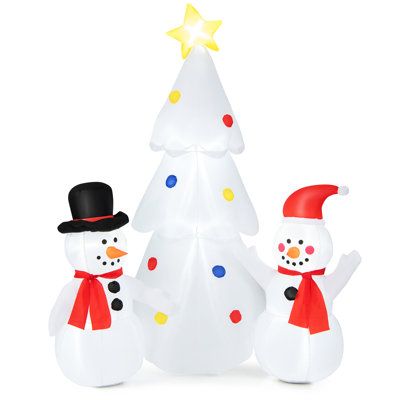 Arbre avec bonhomme de neige gonflable d'extérieur