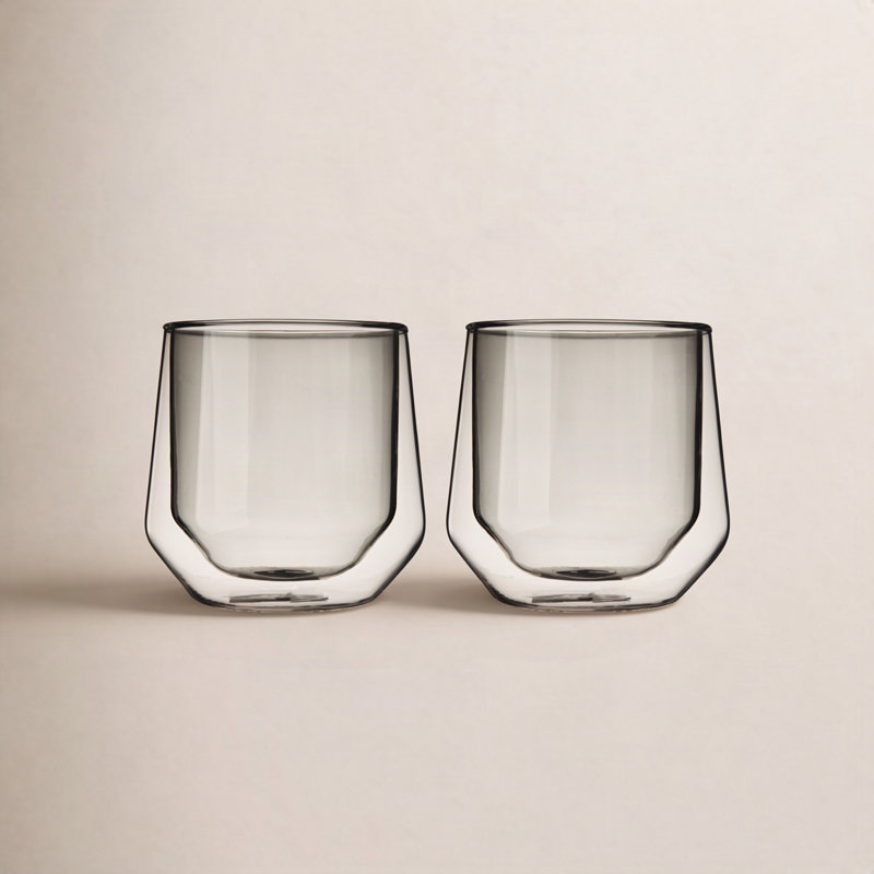 Gobelets à double paroi Viski Aurora, verres à cocktail Lowball colorés modernes, va au lave-vaisselle, 9 oz, vert, ensemble de 2
