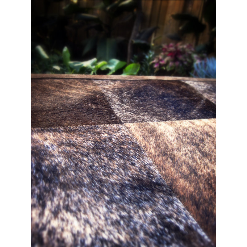 Desnudo Cowhide Geometric Area Rug in Brown, Rectangle 10' x 14'