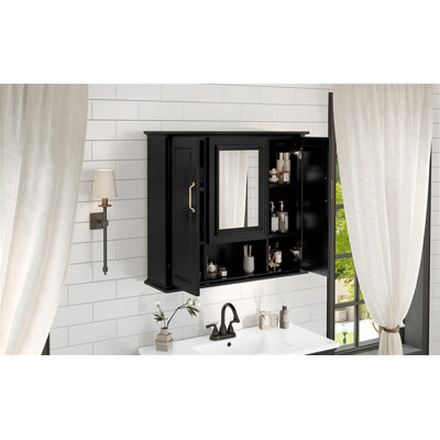 Armoire à pharmacie 36 po, armoire de rangement murale pour salle de bain, armoire murale moderne avec miroir, armoire à miroir avec 3 portes (meuble-lavabo non inclus)