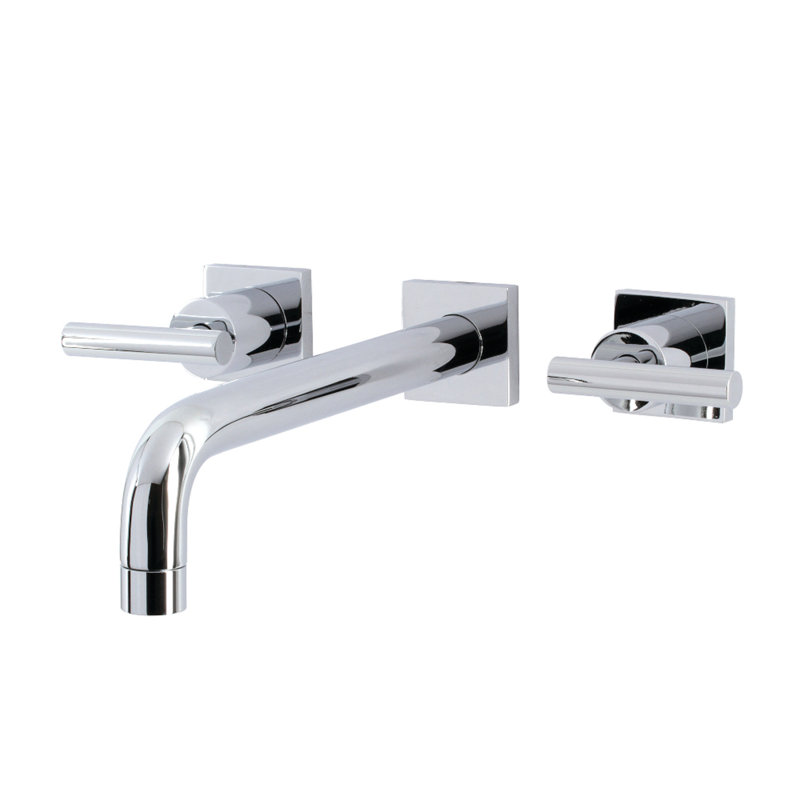 Kingston Brass Manhattan Two-Handle 3-Hole Wall Mount Roman Tub Faucet, Polished Chrome, T-bar