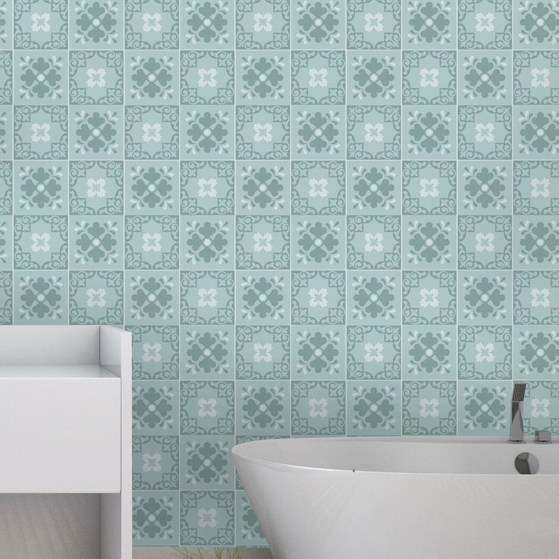 96.77cm W x 96.77cm L PVC Peel and Stick Mosaic Tile, Light Blue