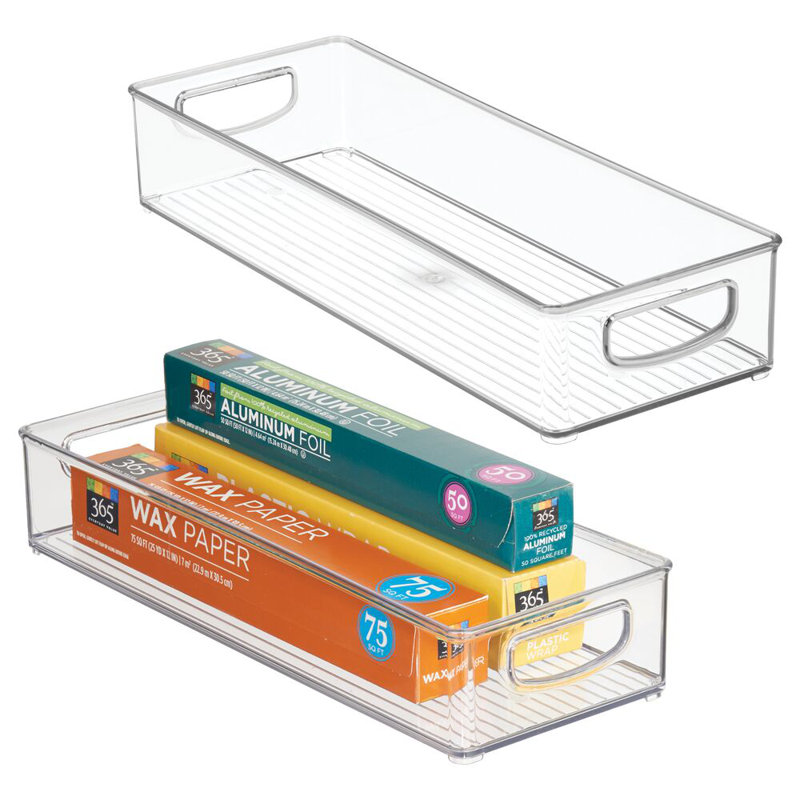 iDesign Plastic Stackable Pantry Bin with Handles - Set of 2 - Clear