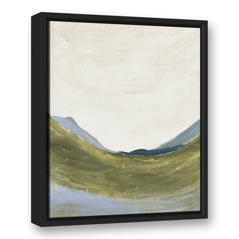 Paysage abstrait vert - peinture sur toile, Toile à cadre flottant noir, H 21,75 po x l 17,75 po x P 1,75 po