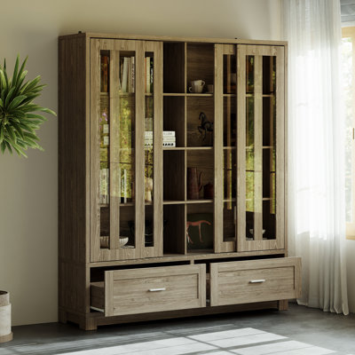 74" Display Cabinet With Glass Doors