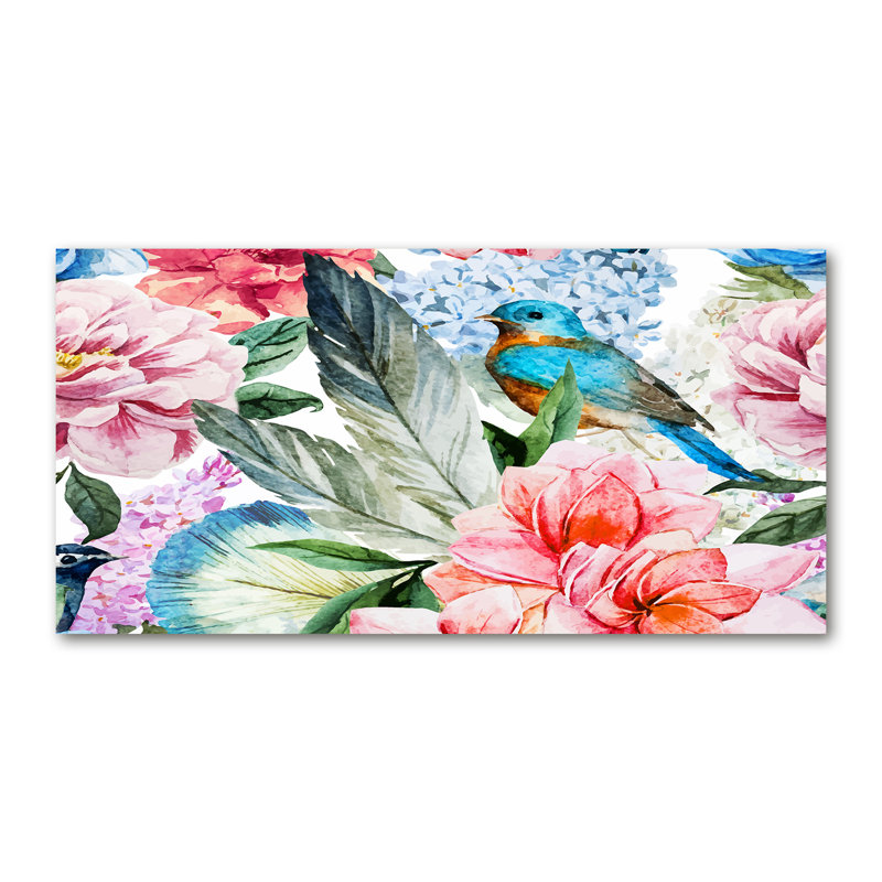 Flowers And Birds - Wrapped Canvas Print