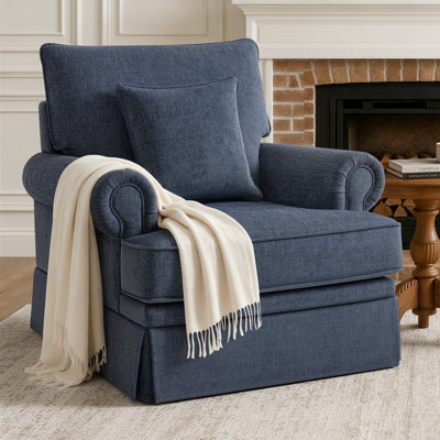 Fauteuil d'appoint pivotant avec accoudoirs roulés Mercury pour salon, chambre à coucher et bureau