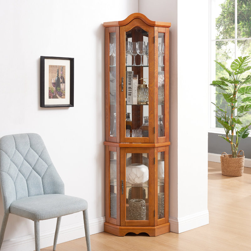 Armoire vitrée en chêne avec charnière et surface de présentation, Chêne