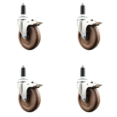 High Temp Glass Filled Nylon Stem Caster Set Lock Brake
