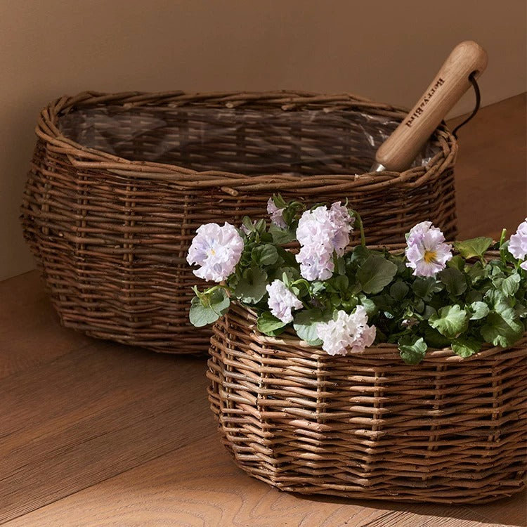 Panier à fleurs ovale en osier, [Large]