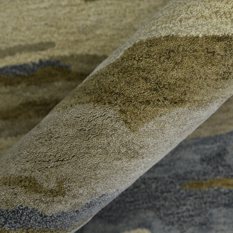 Husman Transitional Abstract Handwoven Wool Blend Area Rug, Rectangle 4' x 6'