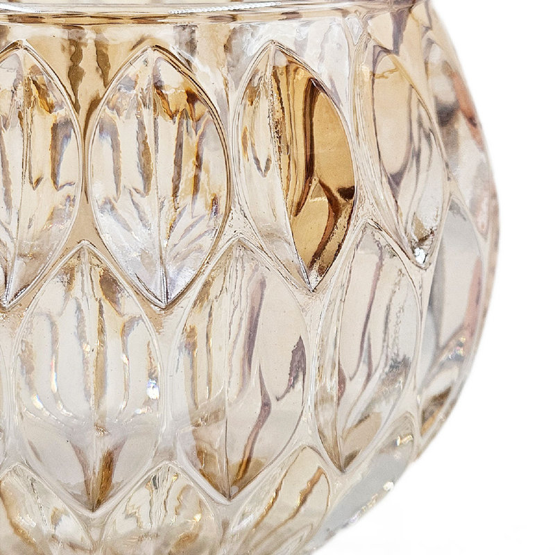 Verre découpé ovale brillant - ensemble de 2, Amber