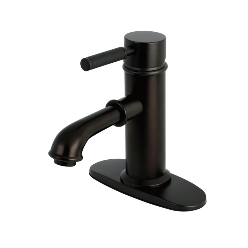 Robinet de salle de bain à poignée simple à fixation sur comptoir 1 trou avec laiton escamotable Kingston, Bronze huilé