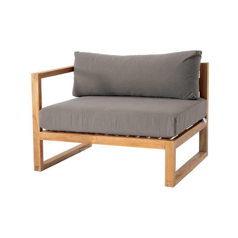 Venice Outdoor Teak One Arm Lounge Chair, Taupe