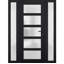 Façade extérieure en verre givré pré-monté Fibre de verre givré / Manux 8002 noir mat / 2 fenêtres extérieures latérales / Bureau Portes d'entrée commerciales et résidentielles Garage-l 14 + 30 + 14 po x H 80 po-98196299-98196292-98196296