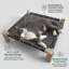 Lit surélevé portatif en maille respirante pour animaux de compagnie, cadre de repos surélevé en bois pour chatons, chiots et petits animaux de compagnie, motif diamant noir, utilisable à l'intérieur comme à l'extérieur