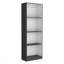Ensemble de bibliothèque 3 pièces, 74 po de large avec 14 tablettes, ensemble de salon gris mat - blanc