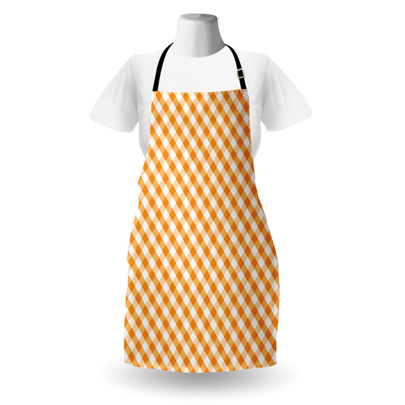 Tablier à carreaux écossais, Orange/Blanc