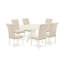 5 Piece Dining Table Set for 4 Includes an Oval Kitchen Table with Butterfly Leaf and 4 Light Beige Linen Fabric Parsons Chairs, Linen White-892007509-866094235-824410124