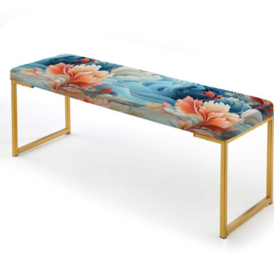 Breath Centered Stillness Mediation - Abstract Upholstered Gold Bench
