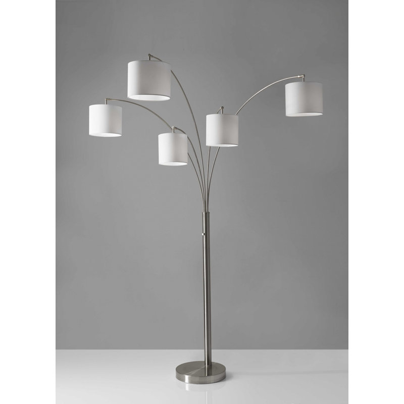 Lampe sur pied à branches 82" Noland, Acier brossé, Blanc
