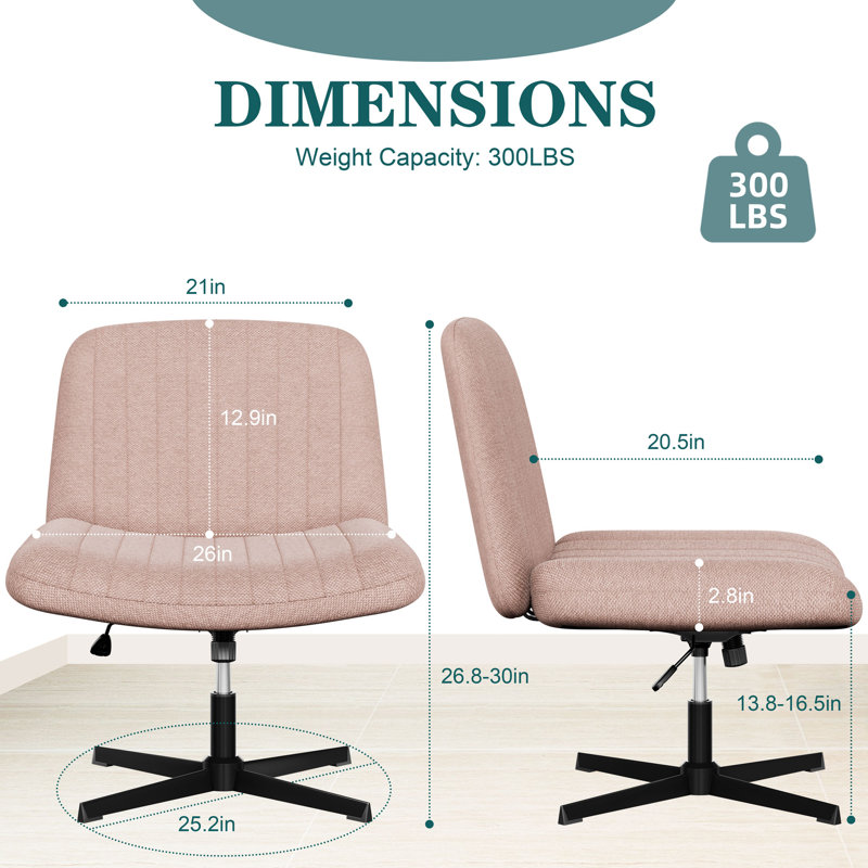 Chaise de travail avec siège rembourré Walsunny, Rose