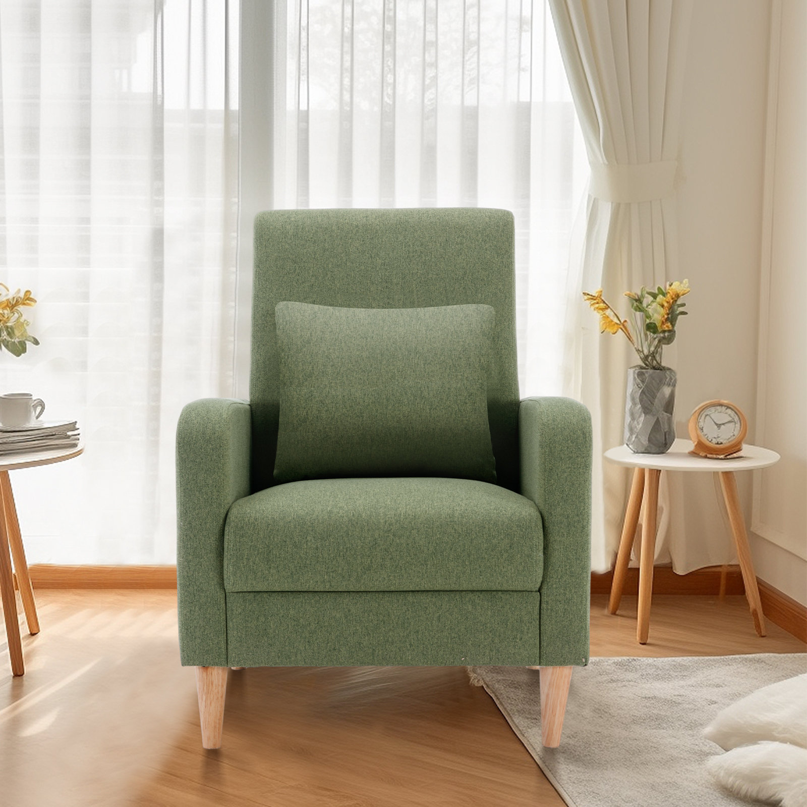 Ebern Designs Aurelio Cozy Upholstered Wooden-Legged Accent Chair