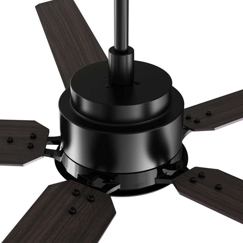60'' 5-Blade LED Smart Standard Ceiling Fan With Light Kit Included, Remote Control, Black/Oak