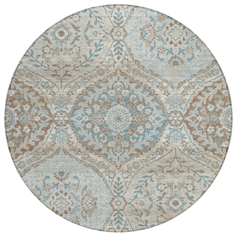 Machine Washable Indoor/Outdoor Chantille ACN2698 Global Rug, Ivoire ivoire, Rond 8 pi