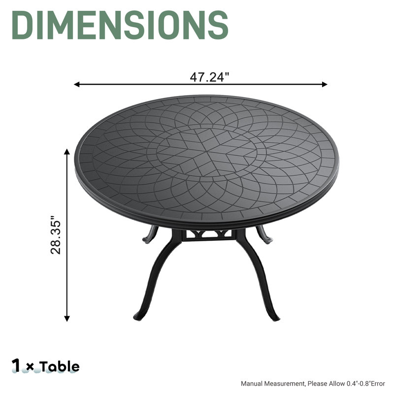 Ensemble de salle à manger de patio 5 pièces pour 5 personnes, mobilier d'extérieur en fonte d'aluminium avec chaises rembourrées rouges