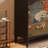 Solid Wood Drawer Cabinet with Playful Cat-122092231