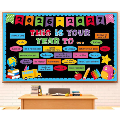 This Is Your Year babillard - Décorations inspirantes de la classe «Welcome Back To School» avec des découpes colorées pour les murs, les tableaux noirs, le bureau et la maison