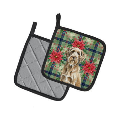 Paire de poignées Spinone Italiano Christmas Poinsettas