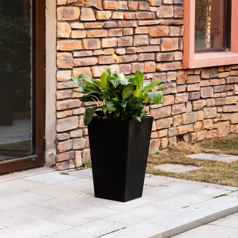 Ensemble de 3 pots à fleurs avec trou de drainage Outsunny, Noir