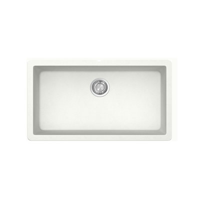 32-1/2 Large Single Bowl Undermount Crystagranite Sink White