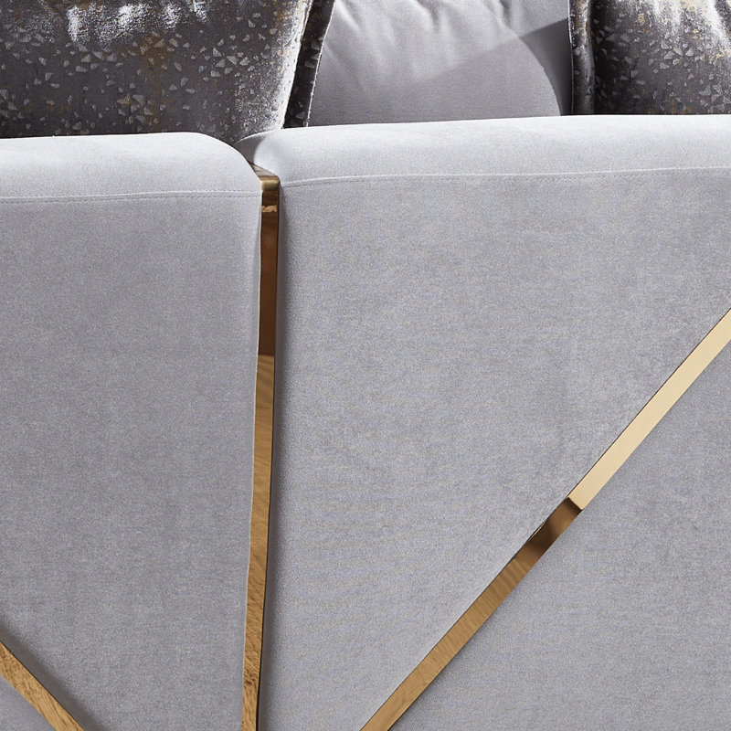 Causeuse Nahri beige, Velours gris velours