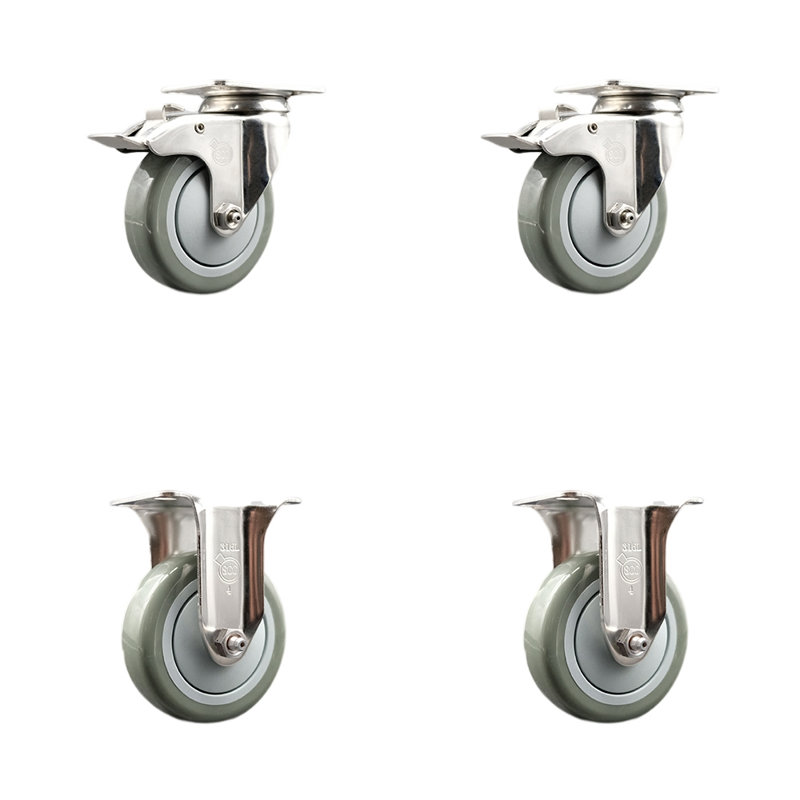 Roulettes en polyuréthane, gris
