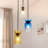 3-Light Dimmable Clear Amber Gradient Blue Textured Glass Pendant