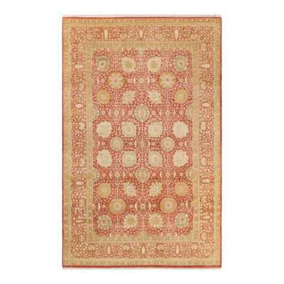 Tapis unique rouge / orange noué à la main Keller de 6 pi 1 po x 9 pi 7 po Keller