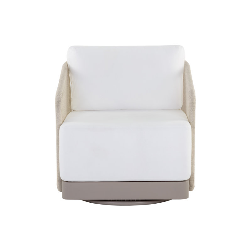 Allariz Outdoor Swivel Lounge Chair, Stinson White, Beige