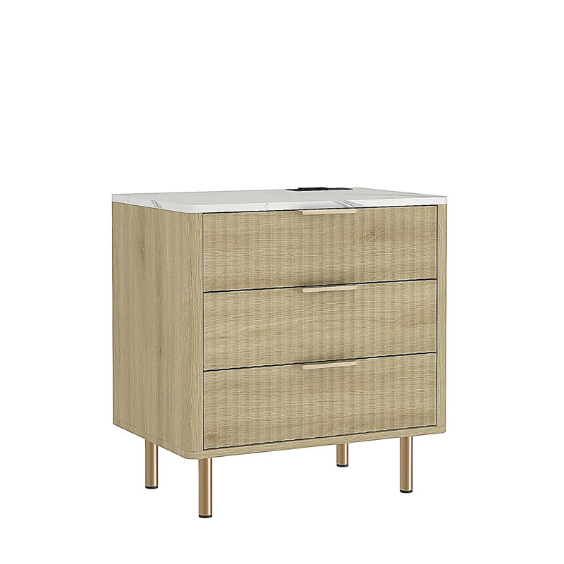 Table de chevet avec station de charge, table de chevet intelligente avec veilleuse, table de chevet moderne avec armoire de rangement