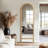Natural Pine Wood Arch Full-Length Mirror - Elegant Wall-Leaning Or Wall-Mounted Design-1577740732
