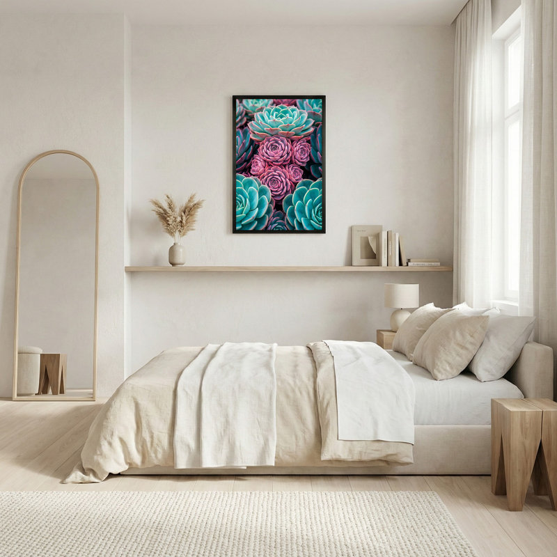 Art mural sur toile rosettes sarcelles et roses, 30"H x 20"W